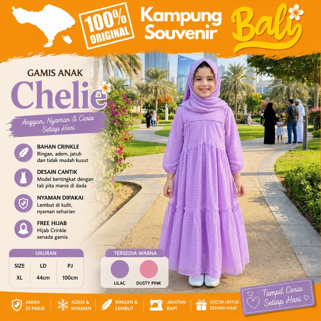 Gamis Anak Chelie Caelin Clara Produk by Kampung Souvenir