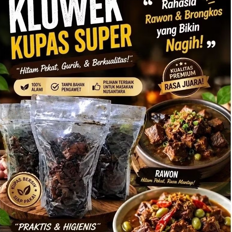 KLUWEK KUPAS REGULER 1kg hitam pekat siap di olah untuk bumbu rawon, brongkos dll