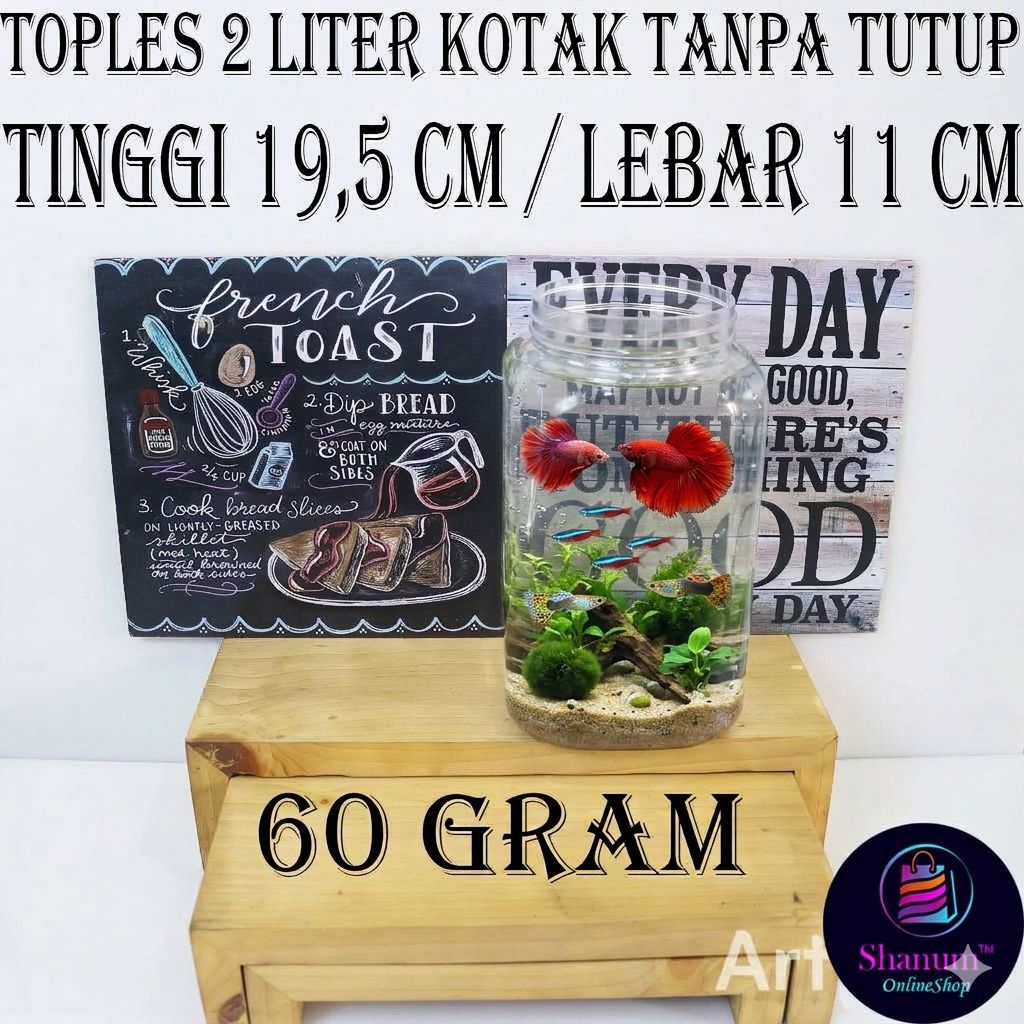 TOPLES 2 LITER KOTAK TANPA TUTUP / TOPLES CUPANG