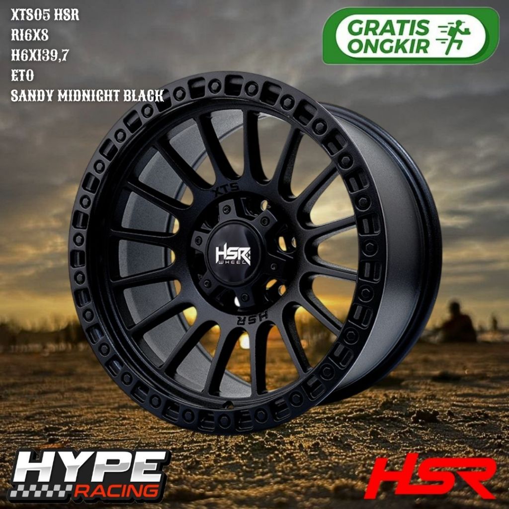 Pelek Mobil Offroad ring 16 r16 Hsr xts05 lubang baut 6 untuk TRITON , RANGGER , MUX , DMAX