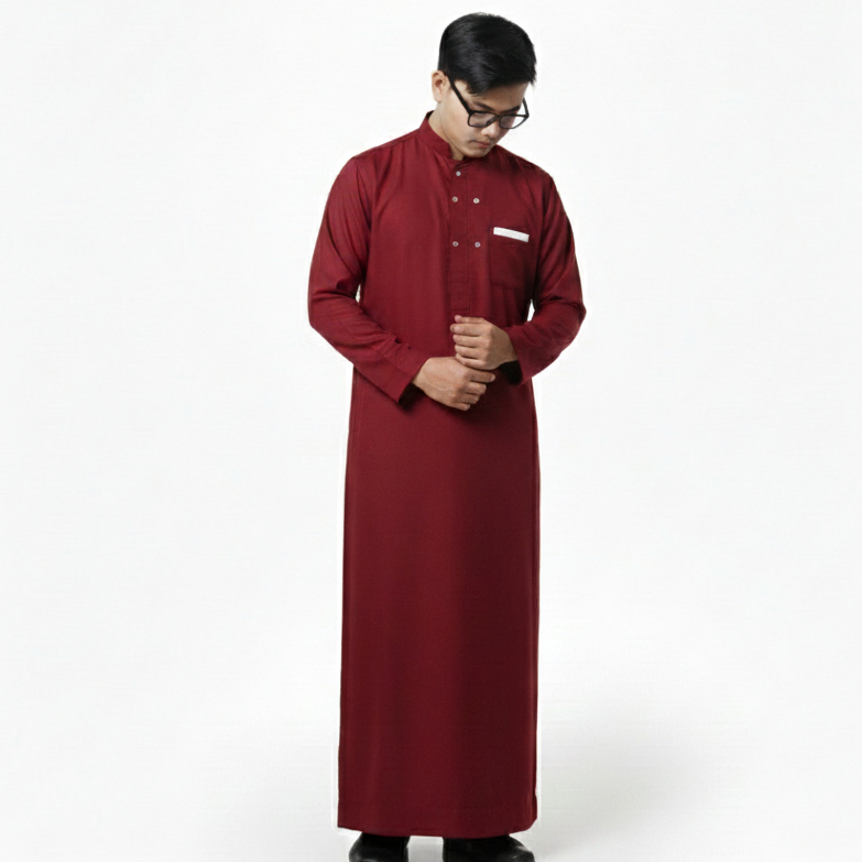 AEVOLARIC Jubah Muslim Pria Merah