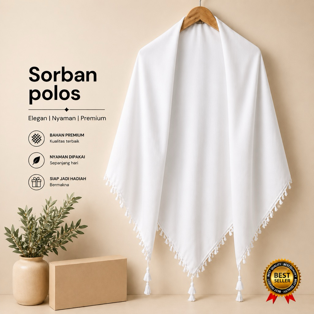 Sorban Putih Polos Arab Sorban Laki Laki Berkualitas Sorban Arab Rumbai