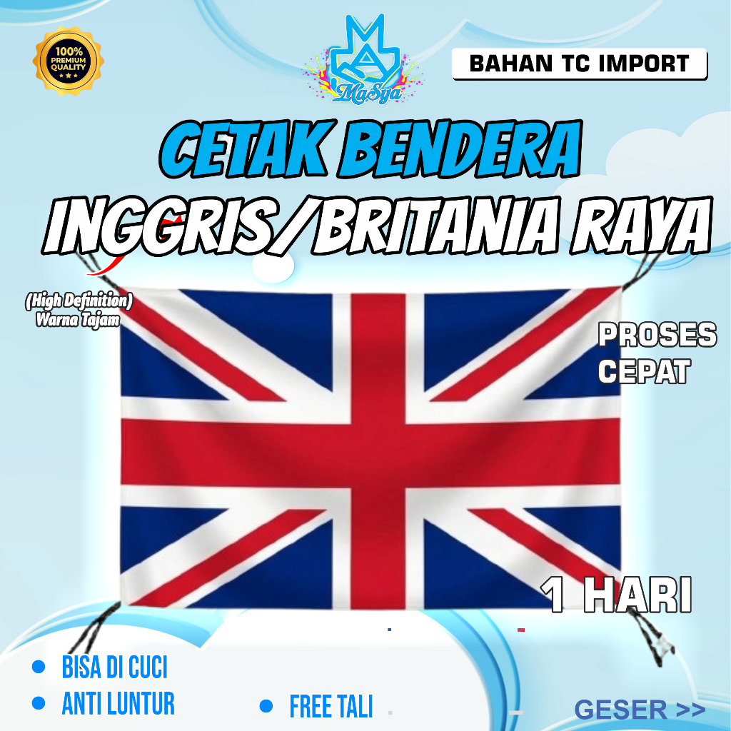 CETAK BENDERA INGGRIS /BRITANIA JAYA/ KAIN TC