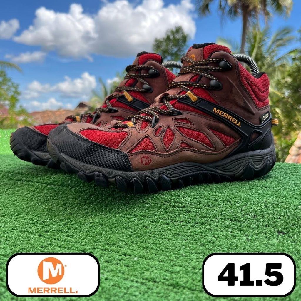 sepatu gunung Merrell All Out Blaze Mid Red Gtx 41.5