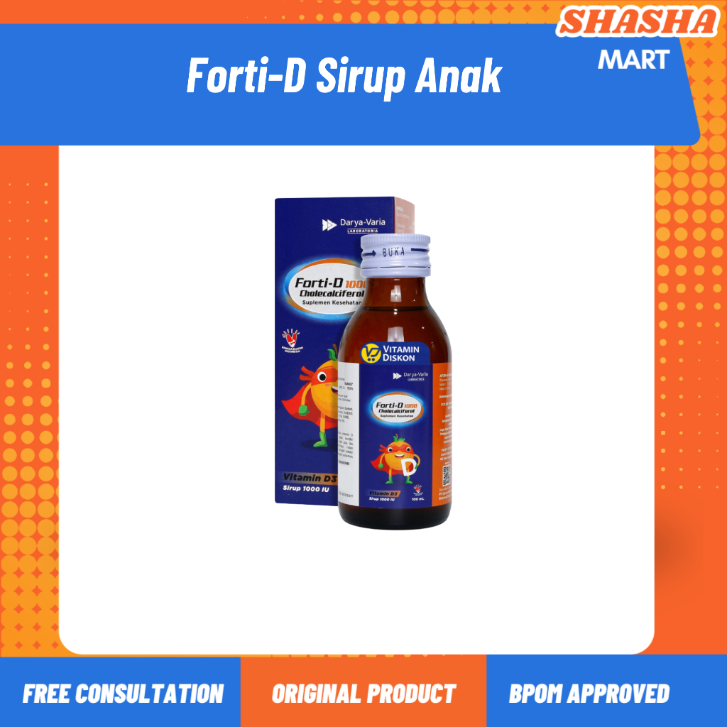 Forti-D Sirup Anak 1000IU 100ml / Vitamin D3 / Suplement Tulang Anak / Suplemen Vitamin D untuk Daya