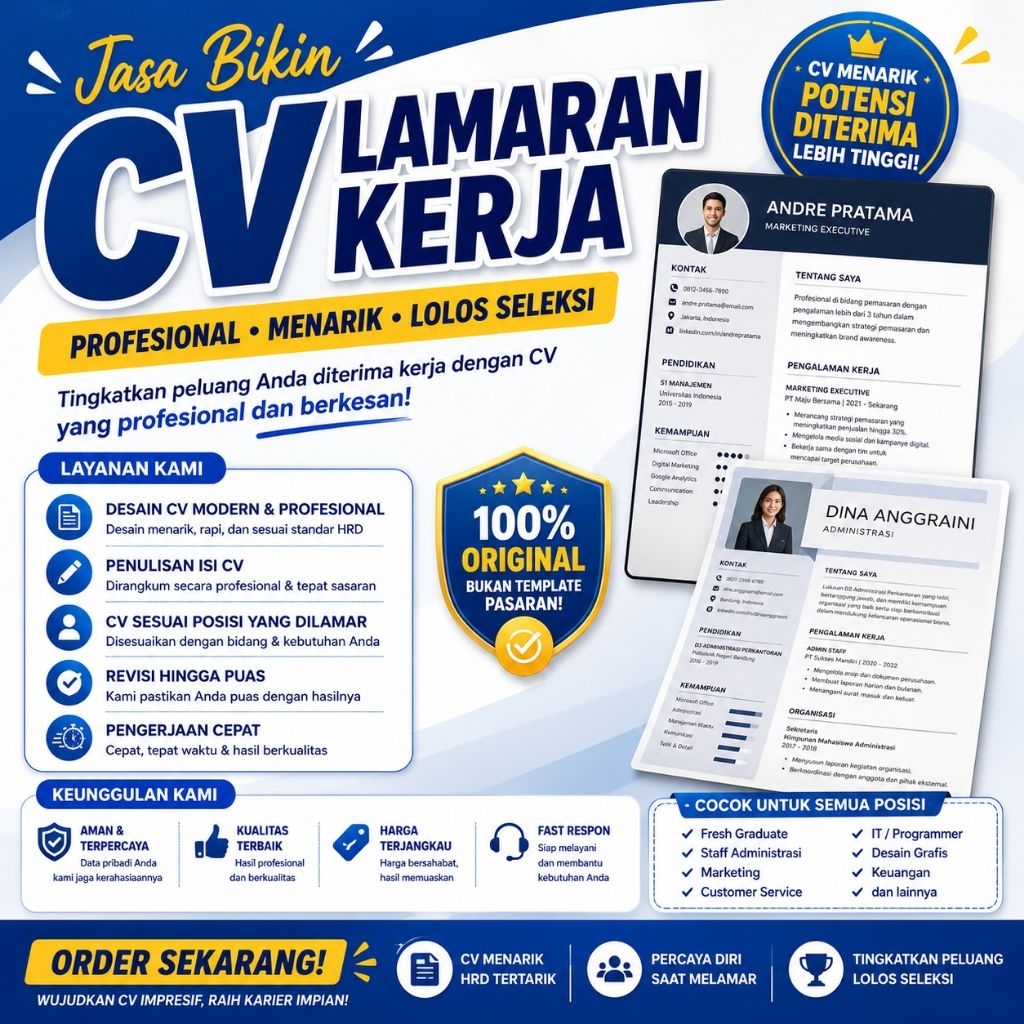 Jasa Desain CV Lamaran Kerja PDF ATS Friendly