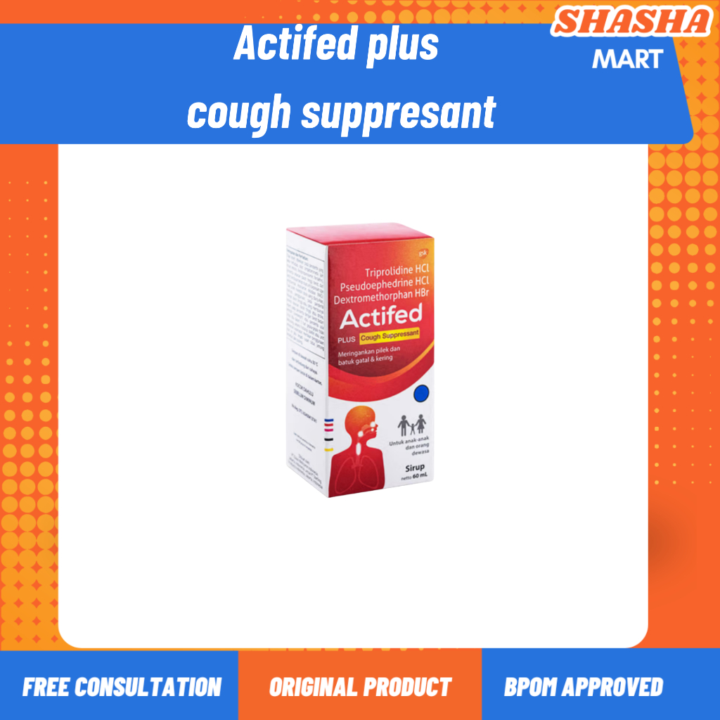Actifed (merah) plus cough suppresant 25 ml / actifed batuk flu berdahak