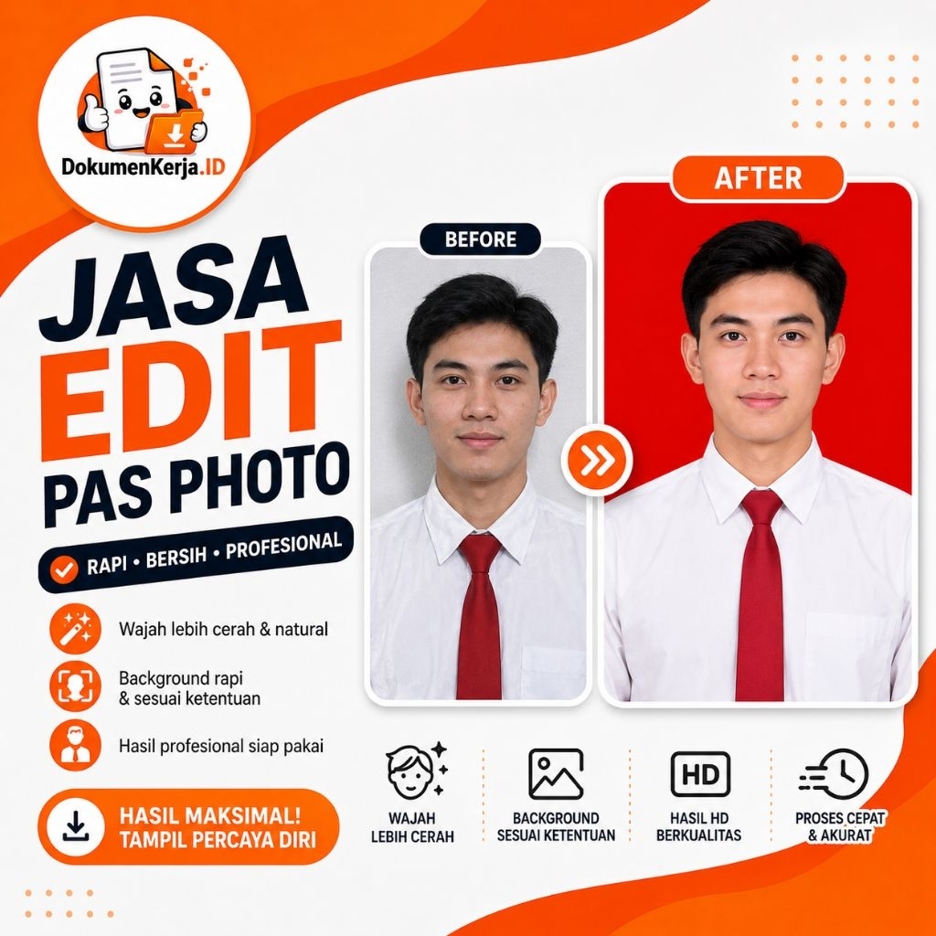Edit Pas Foto Lamaran Kerja/CPNS HD | Background Merah/Biru | Online