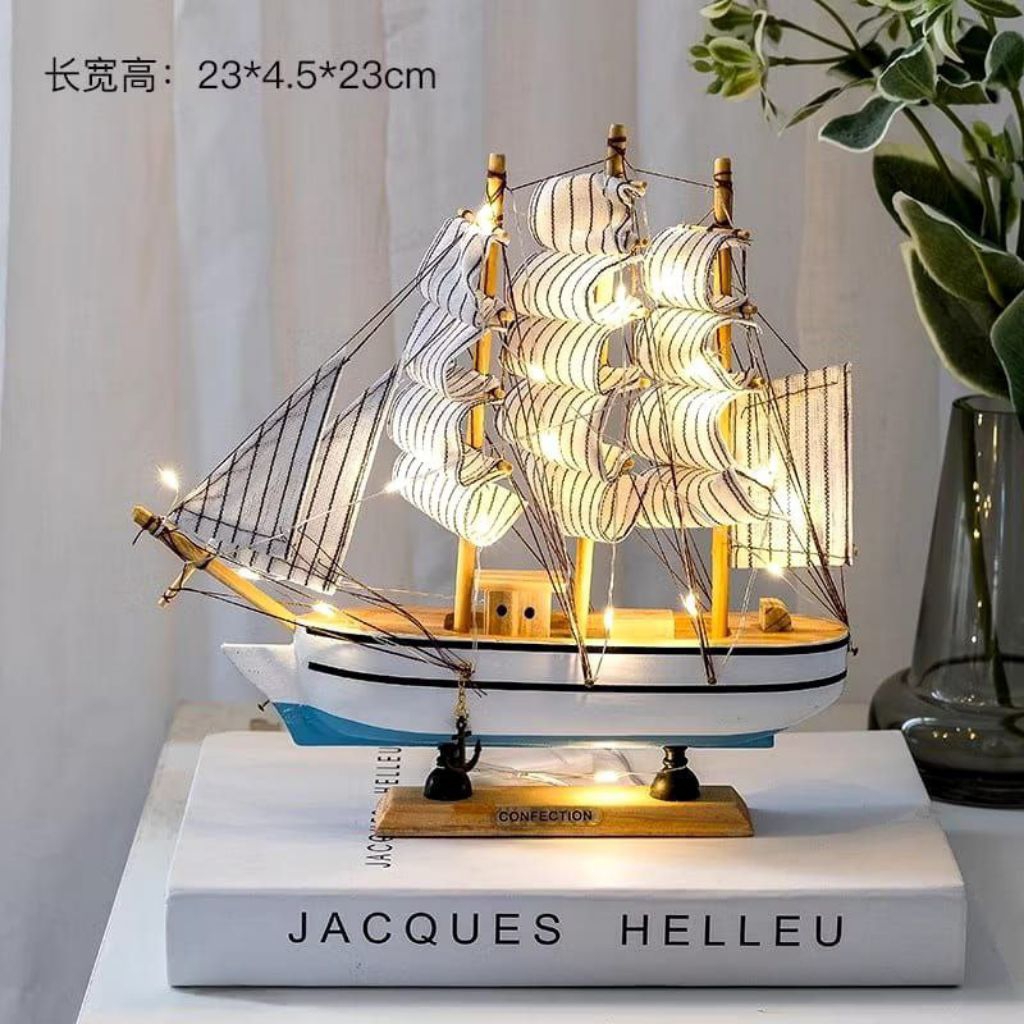 Miniatur Kapal + Lampu LED