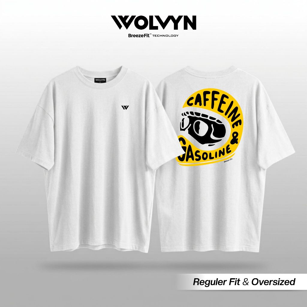 T-Shirt Wolvyn Gasoline 100% Cotton Combed 20s Premium DTF Unisex 200+ GSM Adem BreezeFit Technology