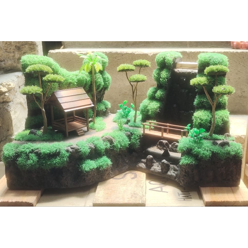 Hardscape tebing air terjun buat aquarium 40x25x25