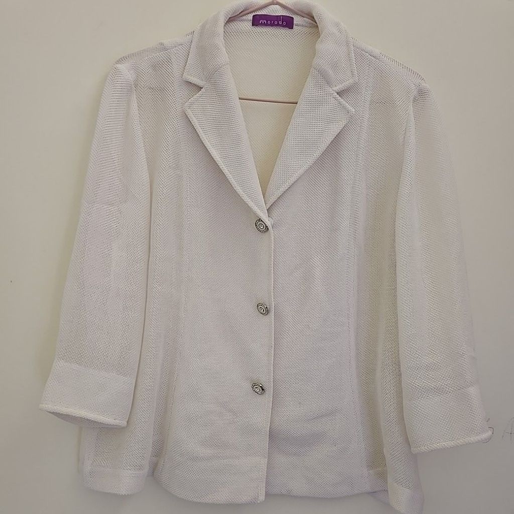 Blazer outer daily putih jaring lucu murce