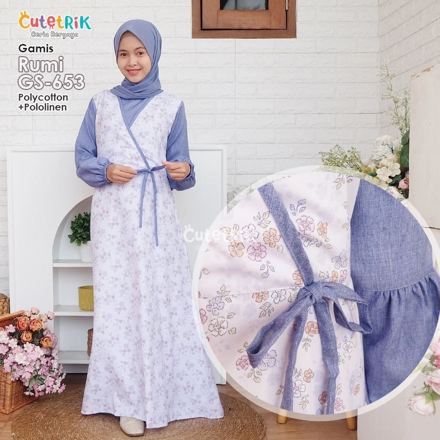 (8-14 tahun) GS 645 653 Baju Muslim Gamis Hanbok Kimono Katun Linen Dress Anak Remaja Rumi by Cutetr