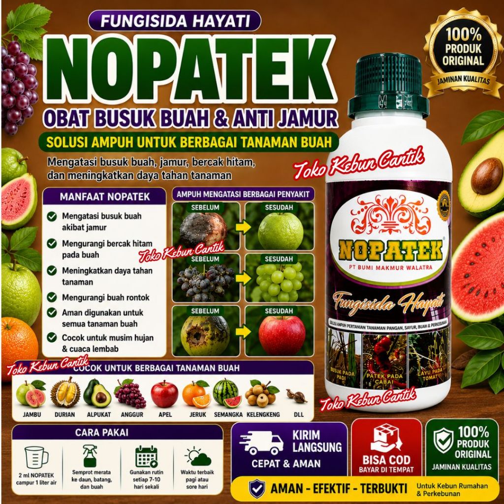 NOPATEK Terlaris Fungisida Hayati Anti Jamur Tanaman Buah Mangga Jambu Pepaya Semangka