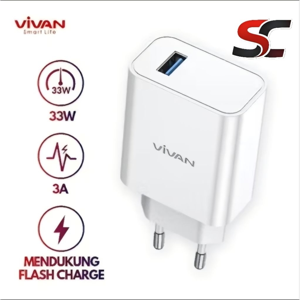 VIVAN Power 33 Travel Charger Adaptor Fast Charger 33 Watt Charger vivo Charger samsung