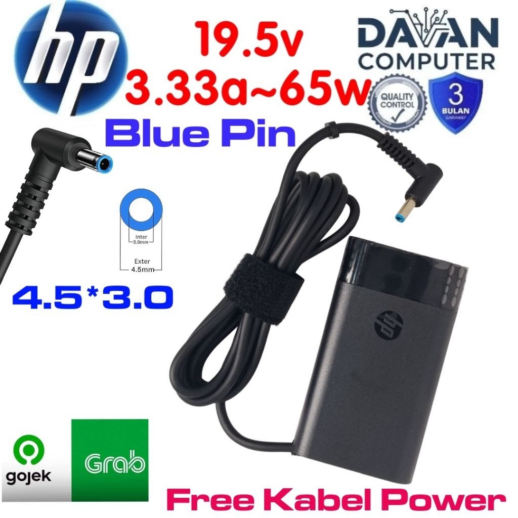 Adaptor Charger HP Spectre 13 , 15 & Spectre x360 || 65w port. 4.5*3.0mm Oval Original