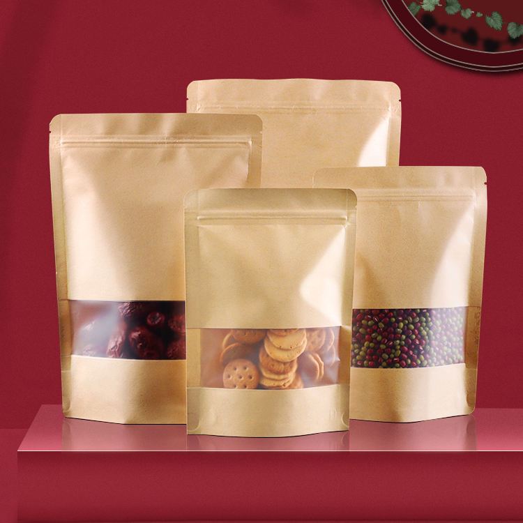 Kemasan Kraft Paper Makanan / Standing Pouch Kraft Paper Window Premium