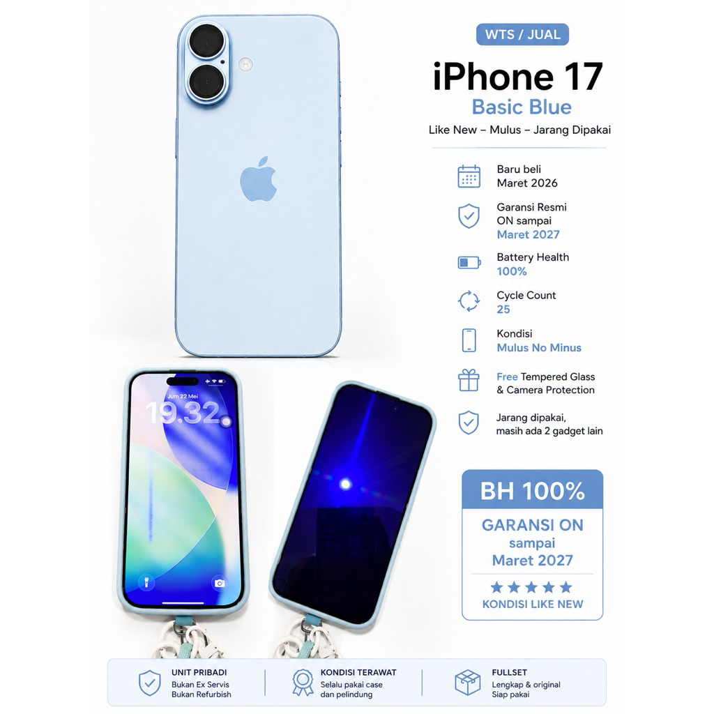 Apple Iphone 17 Basic Blue - SECON LIKE NEW