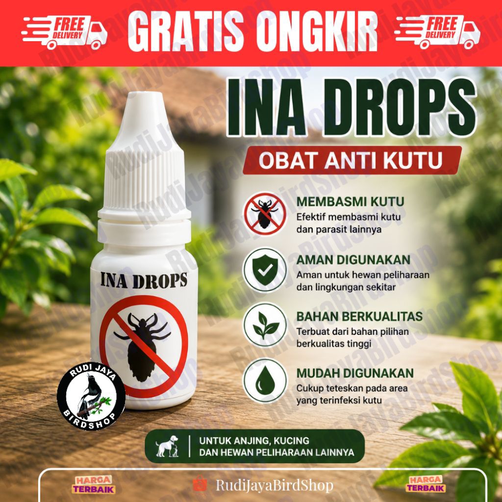 INA DROPS 7ML INA DROP OBAT TETES BURUNG MERPATI AYAM SAKIT ANTI KUTU GUREM PINJAL PARASIT KUMAN