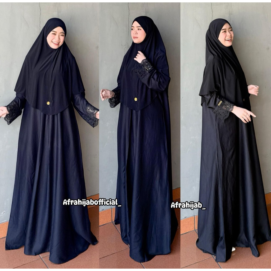 BISA COD || Abaya Polos Ansaraa Renda / Gamis Hitam Rayon Twill Premium