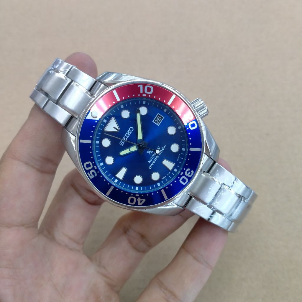 (SEIKO SUMO)jam tangan pria automatic Seiko sumo 43 mm bahan allstaintell box fullset
