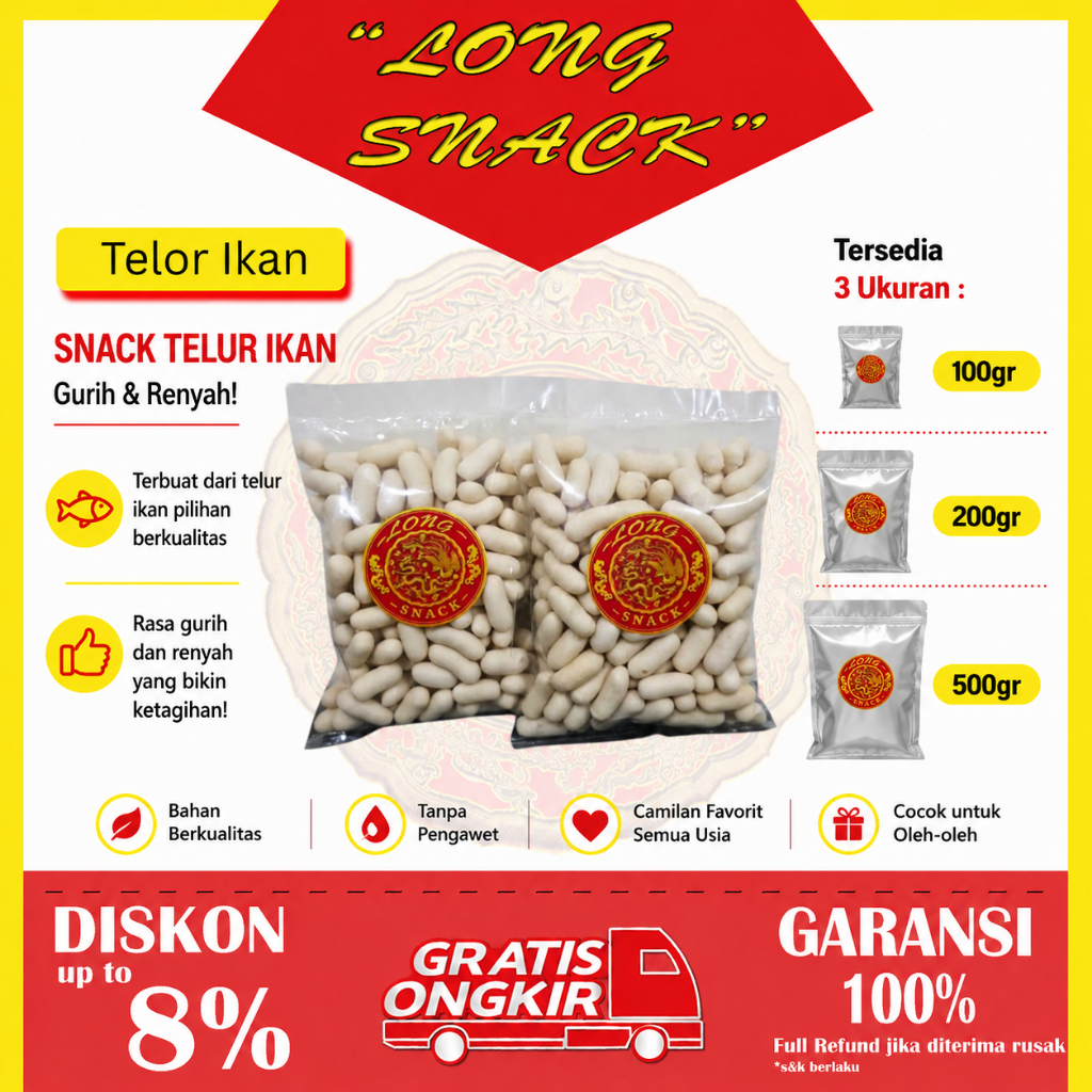 Snack Pilus Telor Ikan Gurih Asin Original, Cemilan Pilus 100% Halal