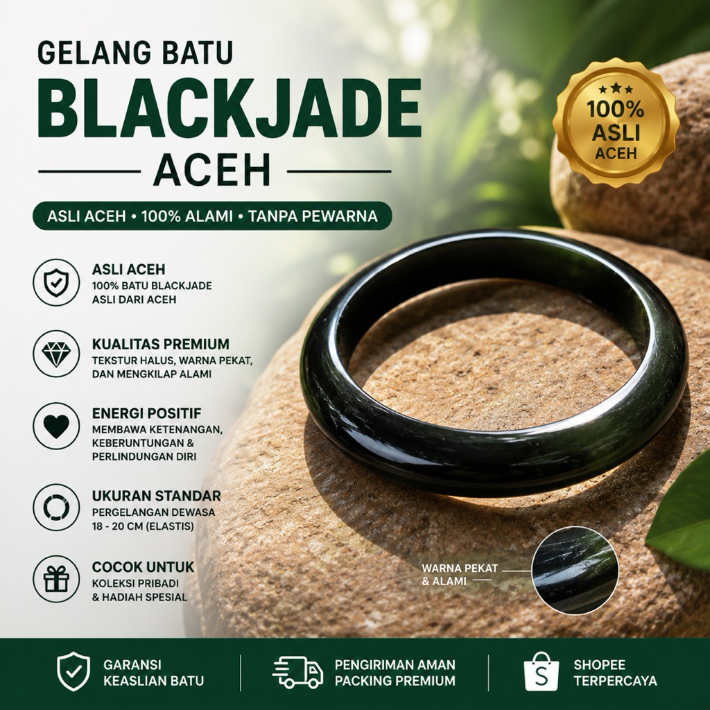 Gelang Giok Hitam  blackjade Aceh