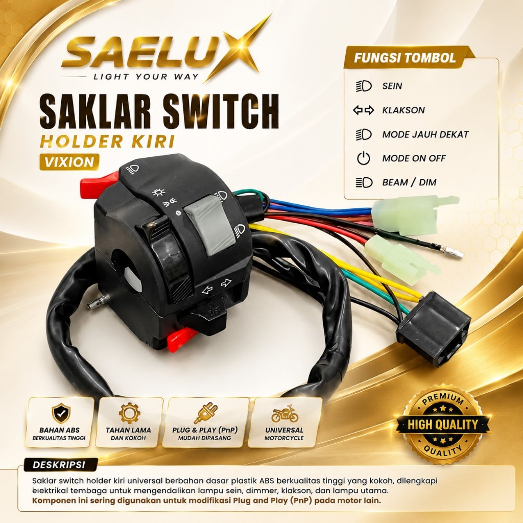 SAKLAR KIRI MOTOR VIXION OLD + HAZARD ORIGINAl UNIVERSAL PNP