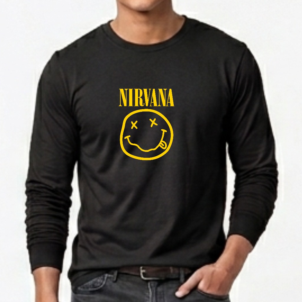 kaos musik band lengan panjang nirvana