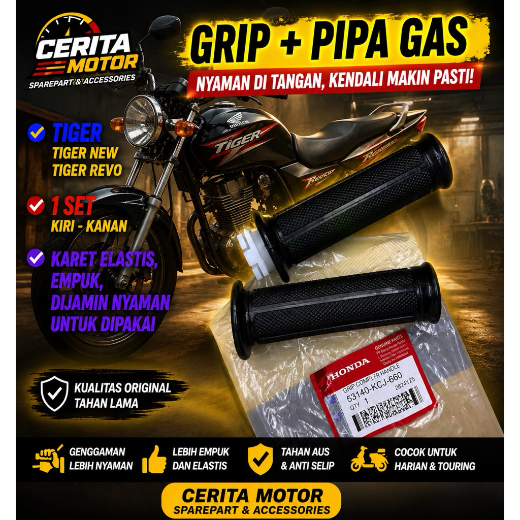 GRIP HANDGRIP TIGER HANDPAD PAD SARUNG KARET STANG SETANG HONDA KCJ TIGER REVO