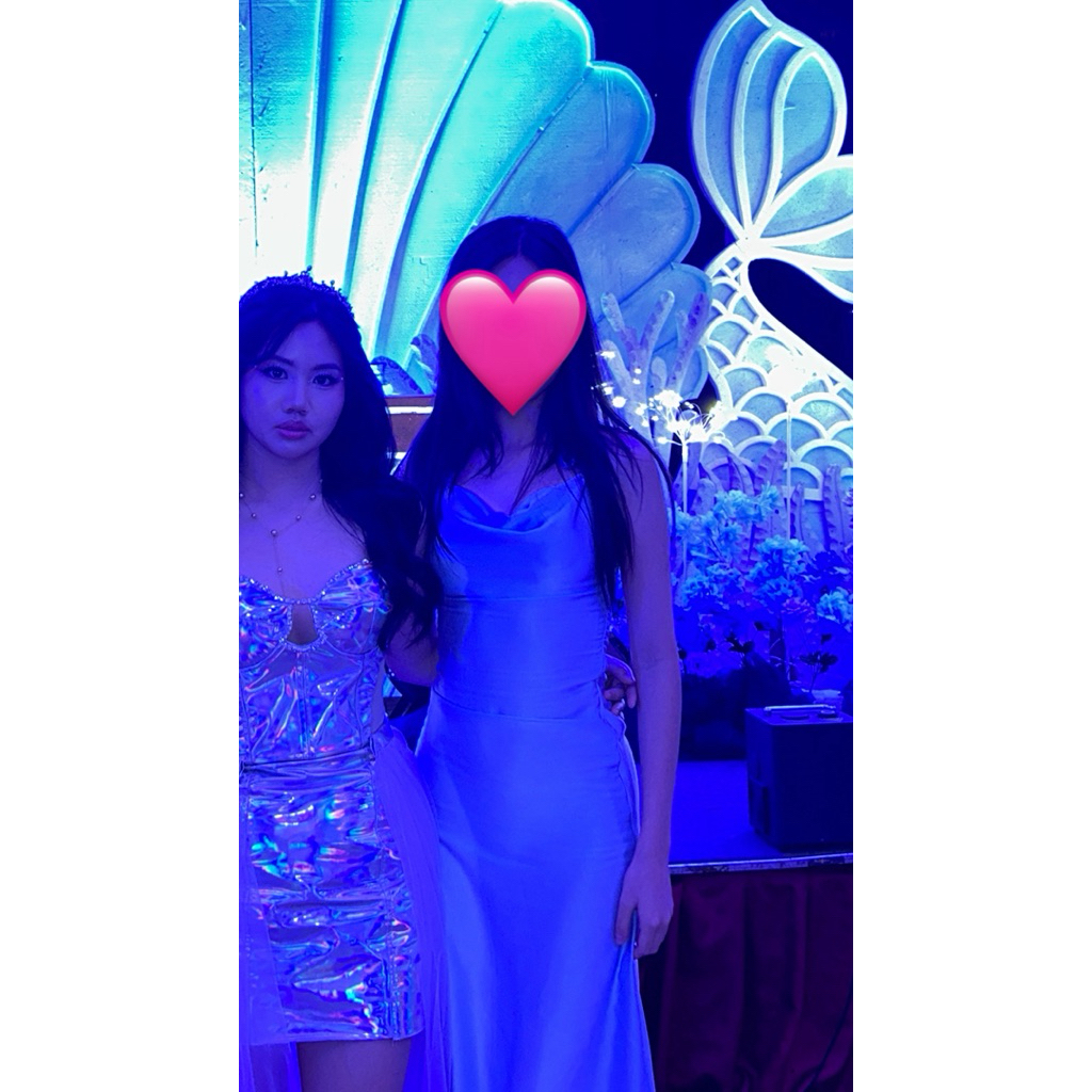PRELOVED BLUE SATIN DRESS LONG
