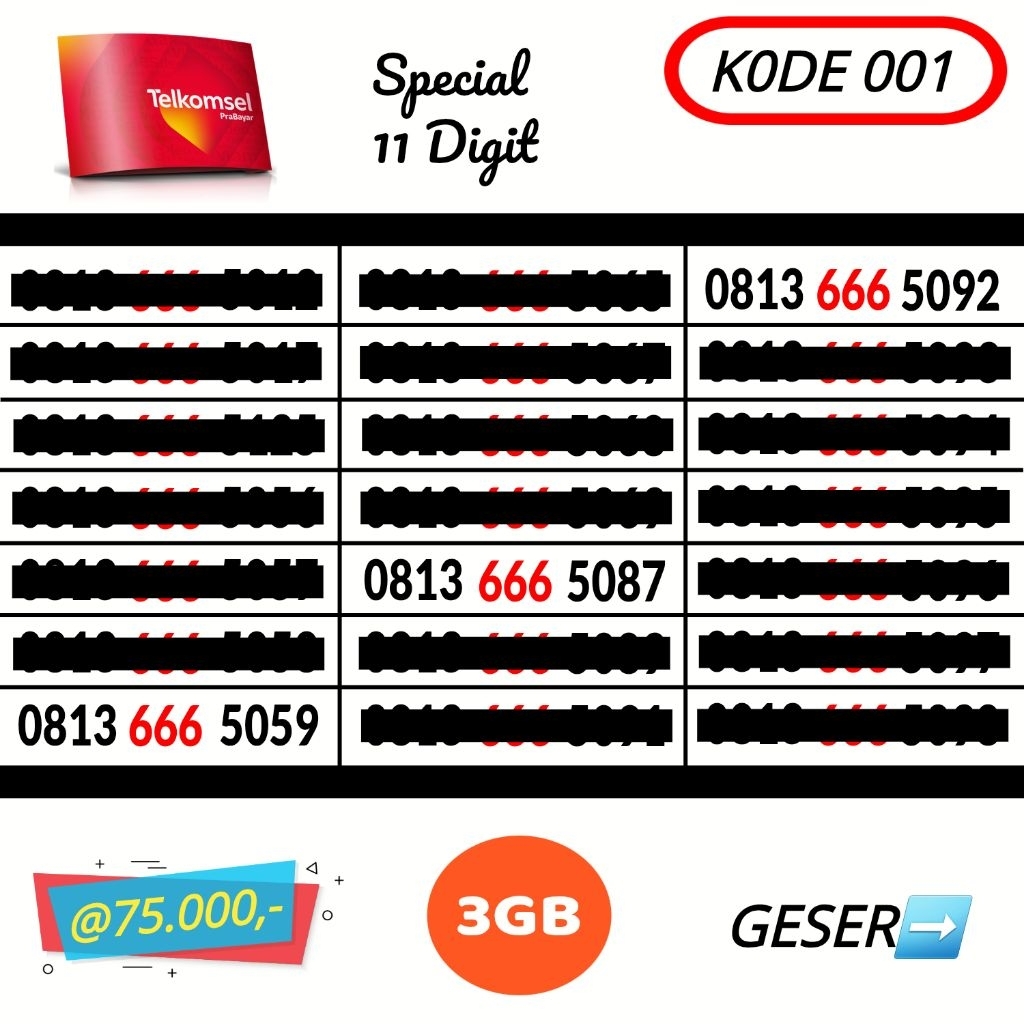 Nomor Cantik Simpati 11 Digit Kartu Perdana Telkomsel 11 Angka Reguler