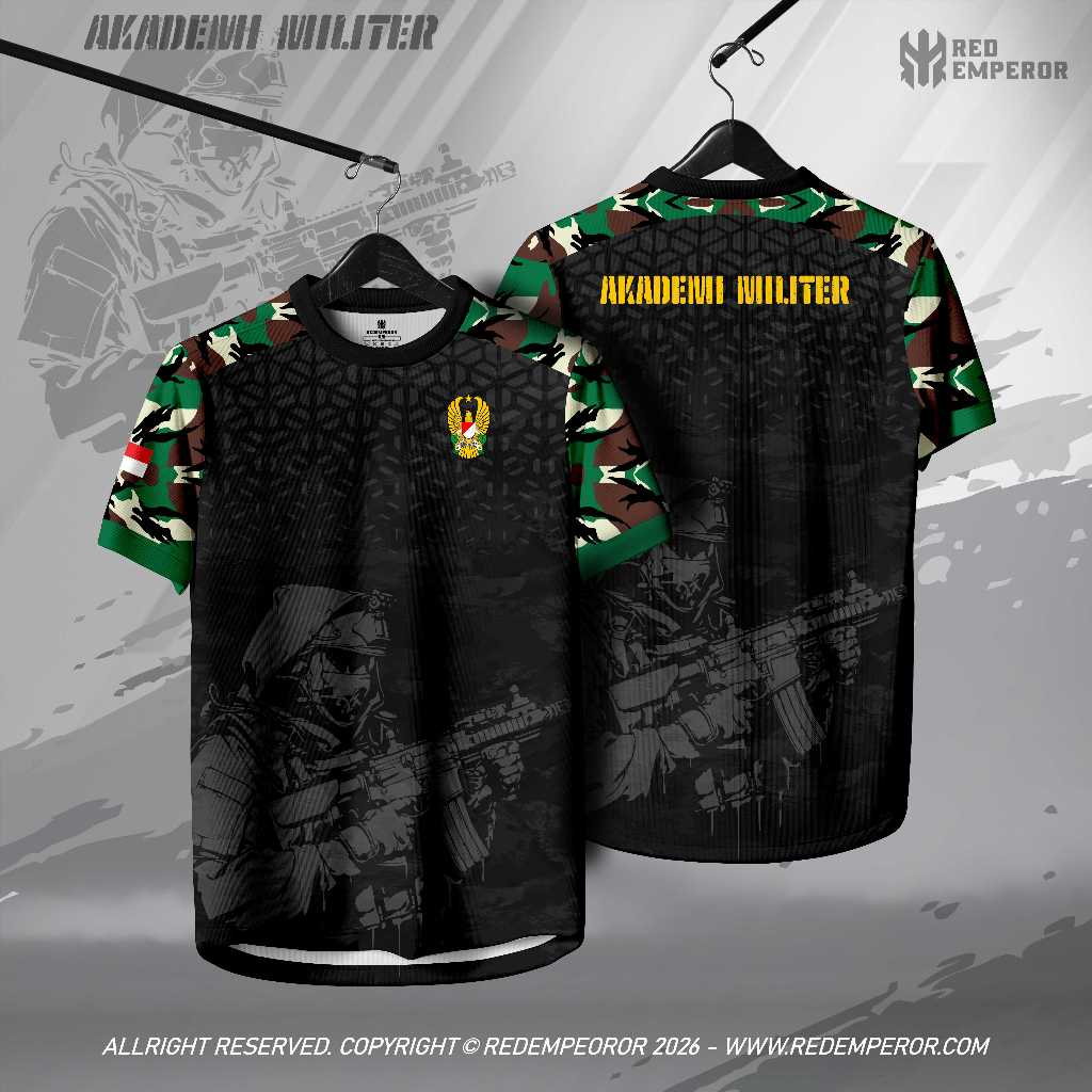 JERSEY TNI AD DRYFIT KOMBINASI HITAM LORENG HIJAU FULLPRINT
