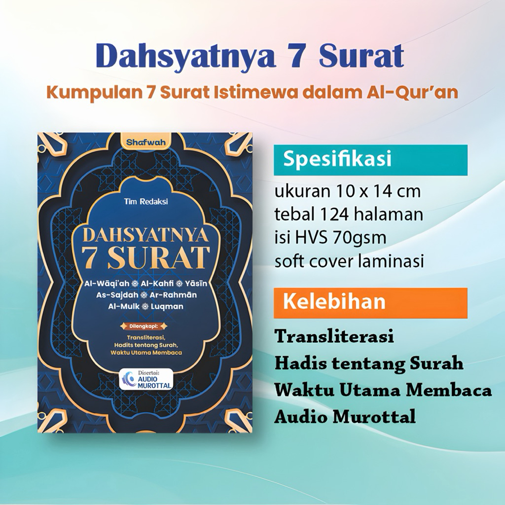 Buku Saku : Dahsyatnya 7 Surat - kumpulan 7 surat istimewa dalam alquran - yasin alkahfi almulk alwa