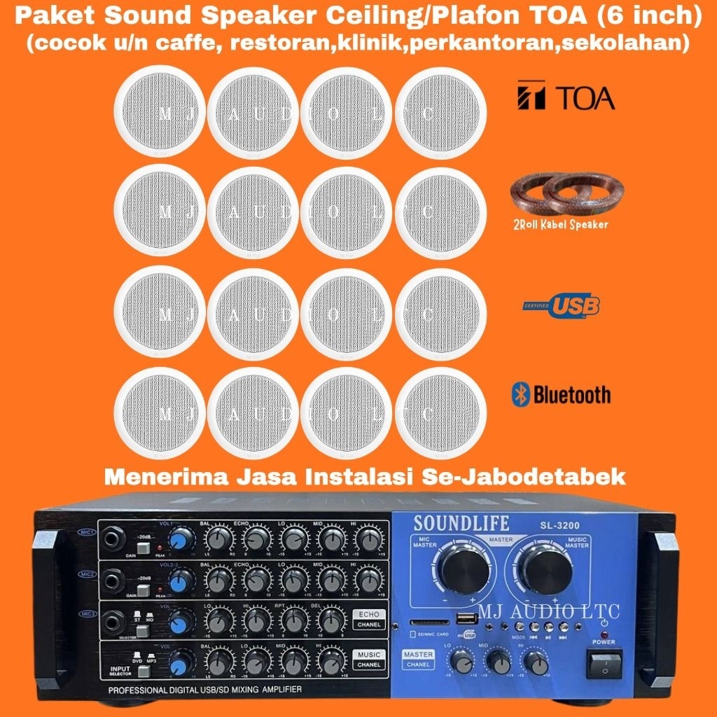 Paket Speaker Ceiling Indoor / Paket Speaker Plafon TOA ( 16 Speaker )