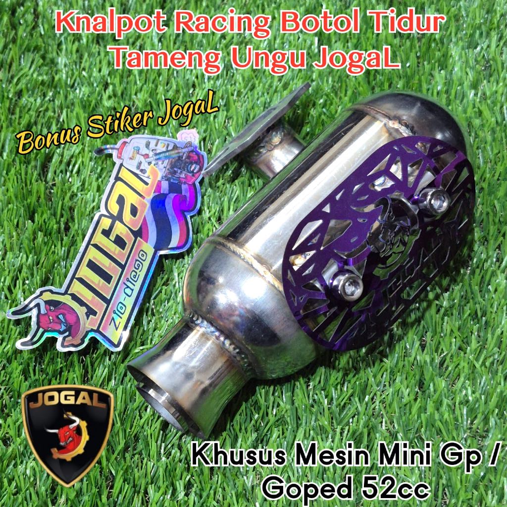 50CC MINI GP - knalpot racing stainless steel model botol tidur tameng mesin sprayer dan mini gp 2 t