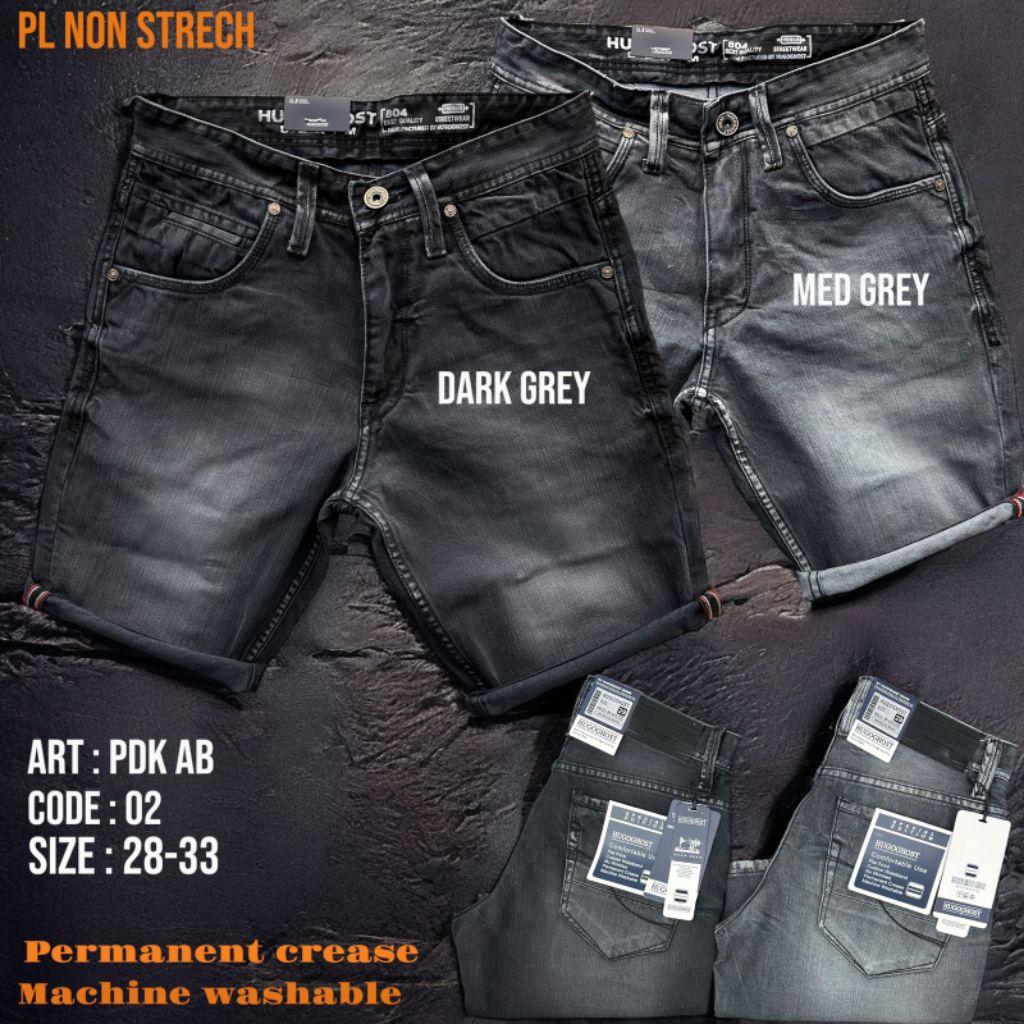 CELANA JEANS PENDEK PRIA ABU HUGOGHOST ORIGINAL