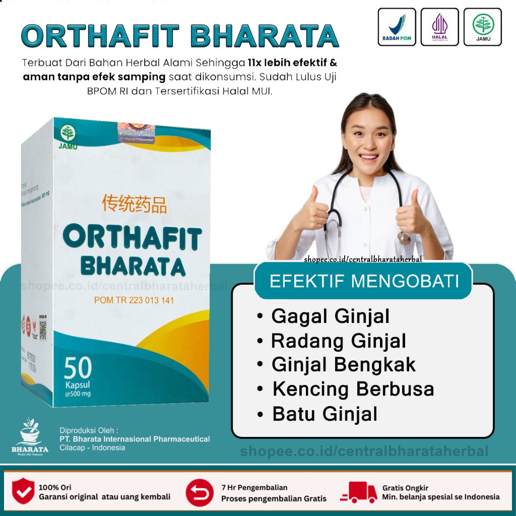 Obat Ginjal Ampuh Orthafit Bharata Original Herbal Gagal Ginjal ISK Batu Ginjal Prostat