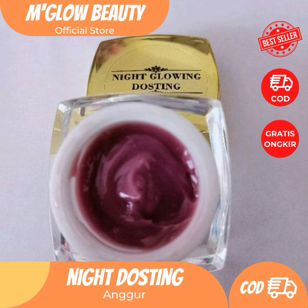 PROMO M Glow Beauty ! Night Dosting Anggur / Cream Malam Wajah 100% Original Aman Termurah Terlaris 