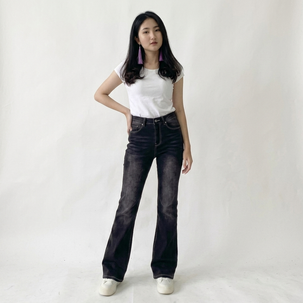 SOEK JEANS Celana Jeans High Waist Wanita Korean Style
