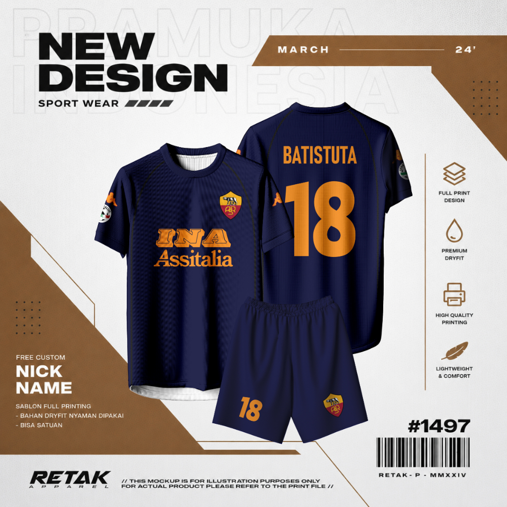 Jersey Bola AS ROMA THIRD 2000-2001 Free custom nama dan nomor untuk dewasa dan anak anak Full Print