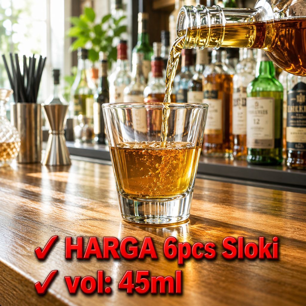 [6pcs] Gelas SLOKI SHOT 45ml/ Gelas Shot Liquor Arak Putih AH03