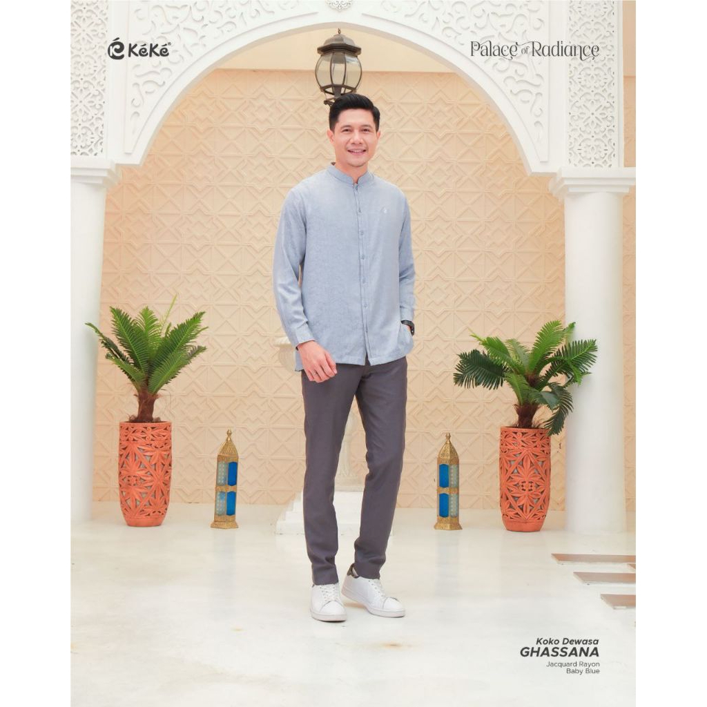 sarimbit ghassana baby blue/koko dewasa lengan panjang/keke busana/busana muslim