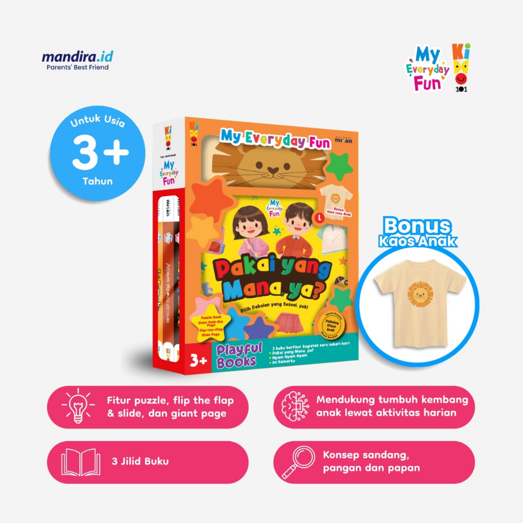 Mandira - Buku Anak - Kiddo 101 My Everyday Fun Free Kaos Anak