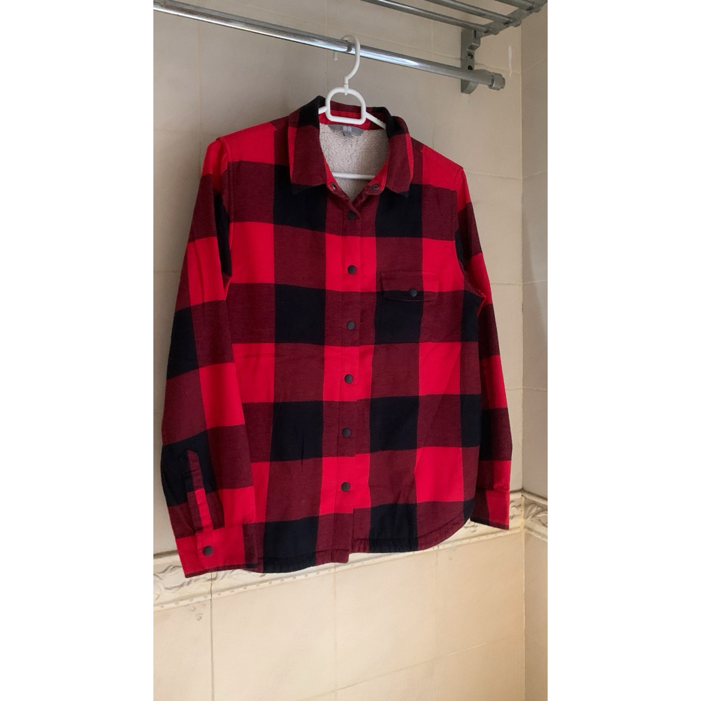 UNIQLO FLANNEL PILE-LINED SHIRT-JACKET | SHACKET KEMEJA-JAKET | ATASAN PARKA SAKU PROTEKSI SINAR UV 