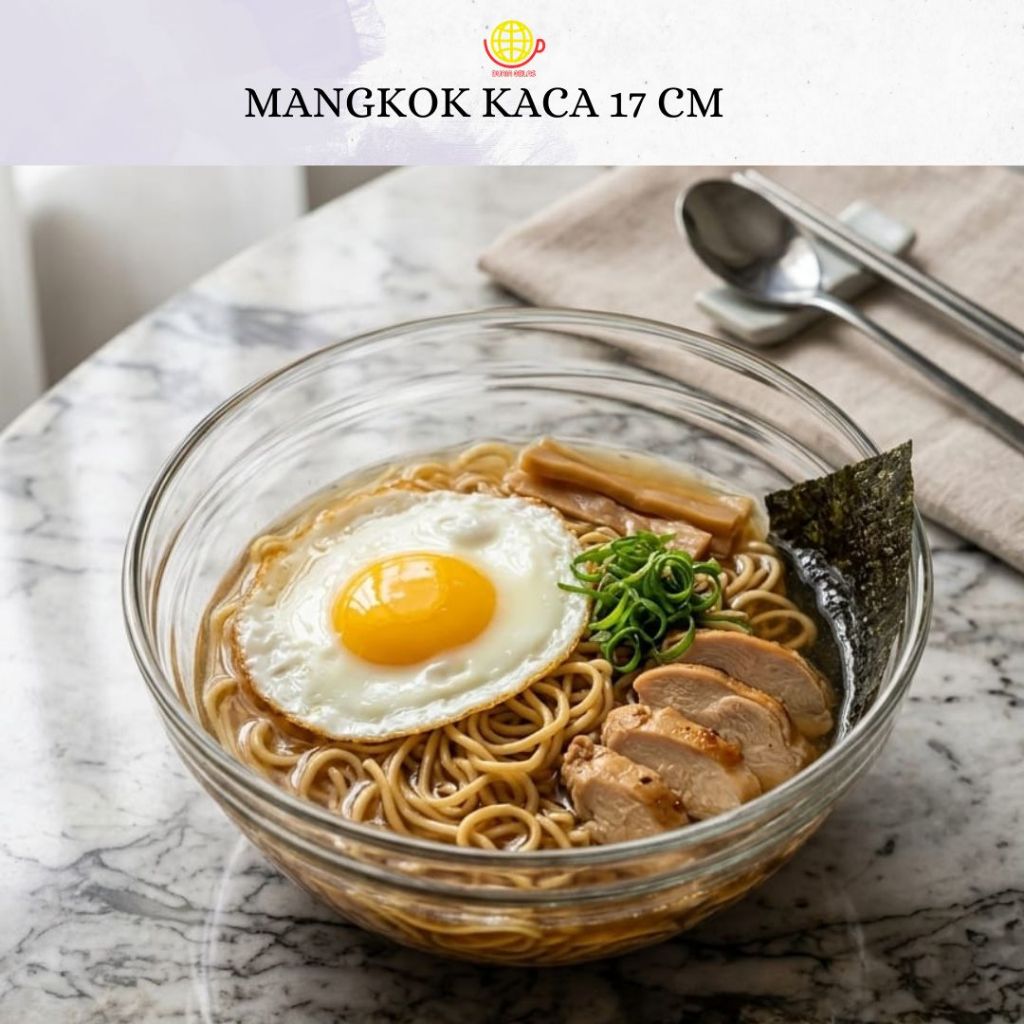 Mangkok Salad 17 cm / Mangkok Buah / Mangkok Beling / Mangkok Kaca / Mangkok Bening / Mangkok Tepung