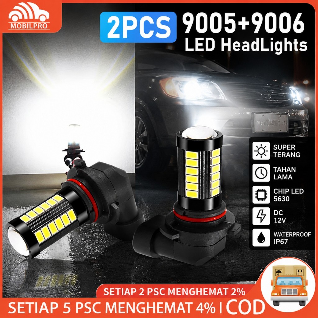 2PCS Lampu Depan Kabut LED Otomotif H4H7 9005 9006 H11 / H8 5730 33SMD
