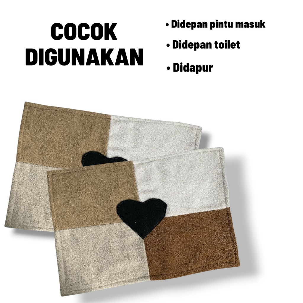 Keset Kotak Love Alas Kaki Bahan Koher Keset kamar / Toilet Wc / Lantai