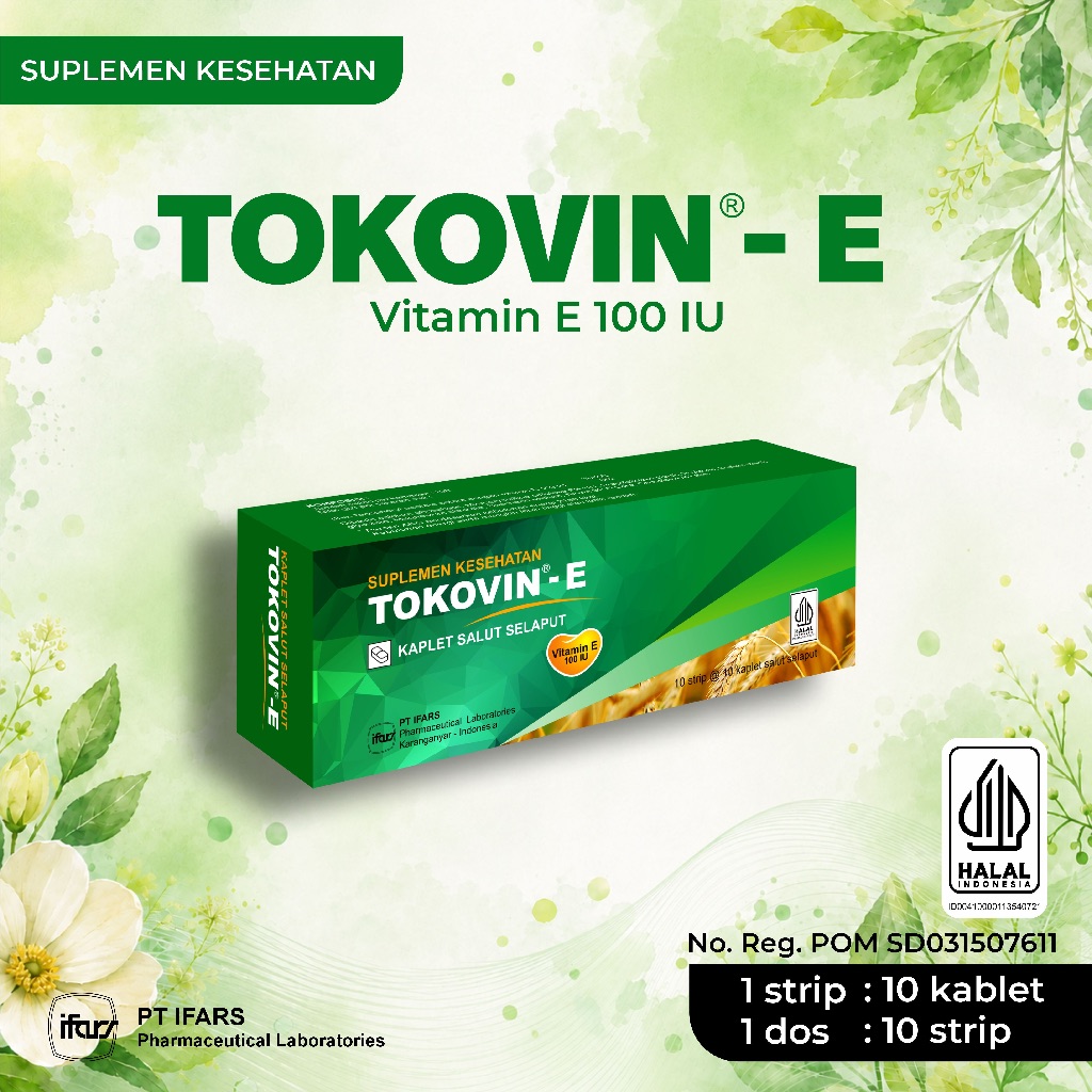 TOKOVIN-E Kaplet | Ifars | STRIP isi 10 | Vitamin E Antioksidan dan Nutrisi Kulit | HALAL & BPOM