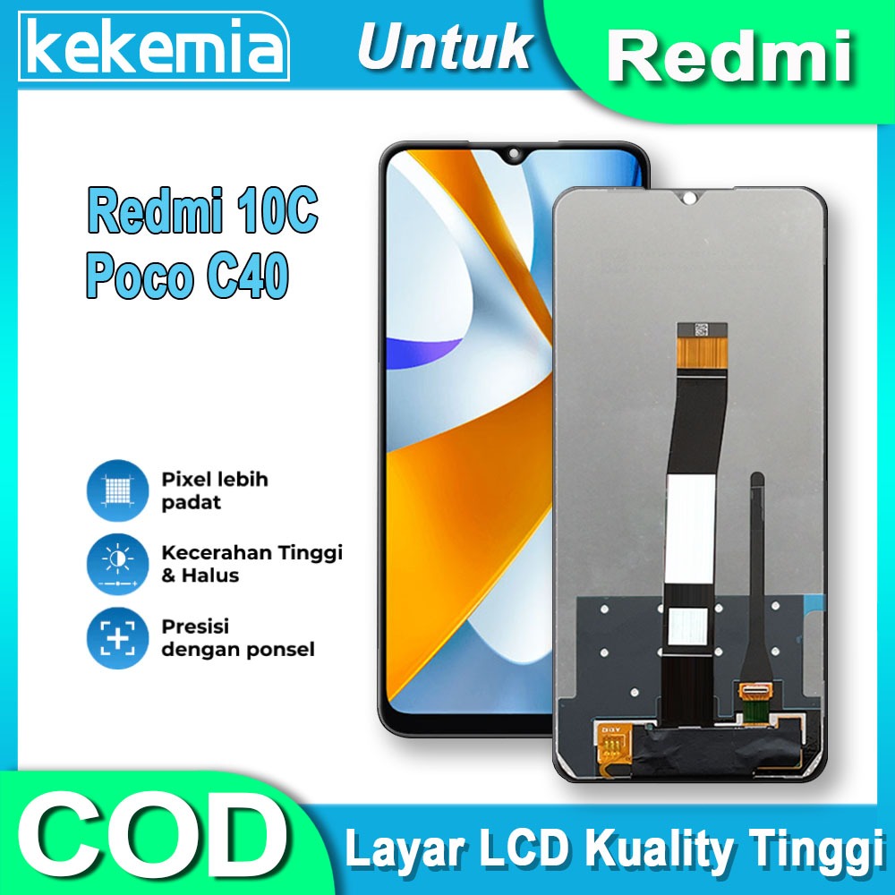 LCD Untuk Xiaomi Redmi 10C Poco C40 LCD TouchScreen Penggantian Layar Sentuh LCD dengan Kualitas ORl